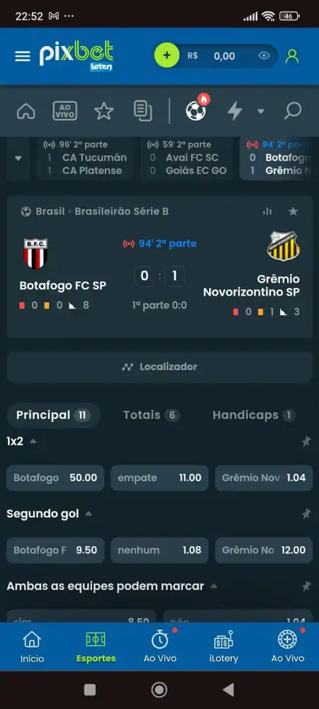 Após isso, escolha eventos de futebol para criar um boletim personalizado;